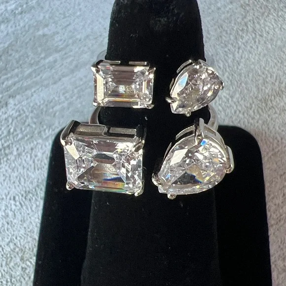 Mother & Daughter Waterdrop Shaped Moissanite Adjustable Rings - Picture 6 of 7